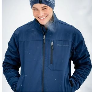 Free Country royal blue black super soft shell bonded fleece jacket men’s L